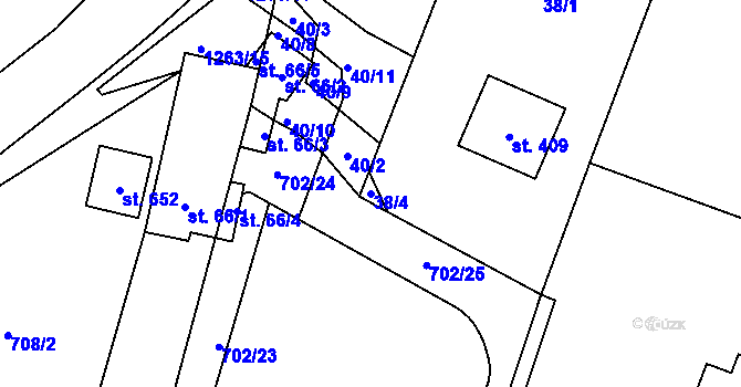 Parcela st. 38/4 v KÚ Kunice u Říčan, Katastrální mapa