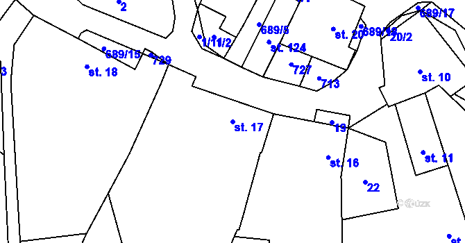 Parcela st. 17 v KÚ Kunice, Katastrální mapa