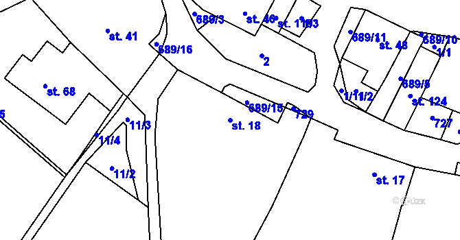 Parcela st. 18 v KÚ Kunice, Katastrální mapa