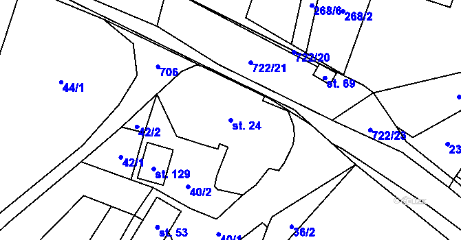 Parcela st. 24 v KÚ Kunice, Katastrální mapa