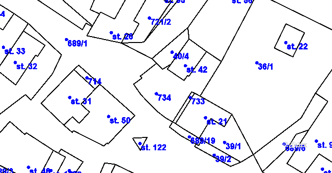 Parcela st. 42 v KÚ Kunice, Katastrální mapa