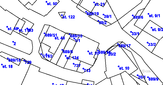 Parcela st. 51 v KÚ Kunice, Katastrální mapa