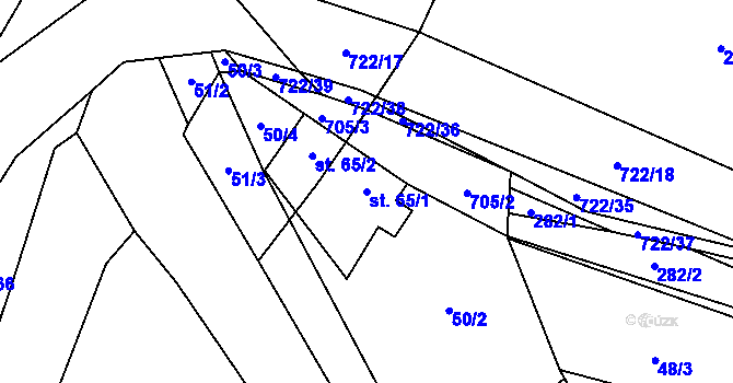 Parcela st. 65/1 v KÚ Kunice, Katastrální mapa