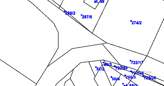 Parcela st. 51/4 v KÚ Kunice, Katastrální mapa