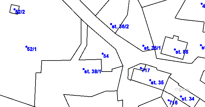 Parcela st. 54 v KÚ Kunice, Katastrální mapa