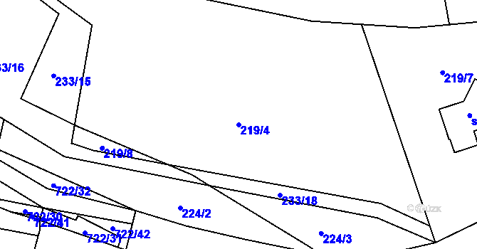 Parcela st. 219/4 v KÚ Kunice, Katastrální mapa