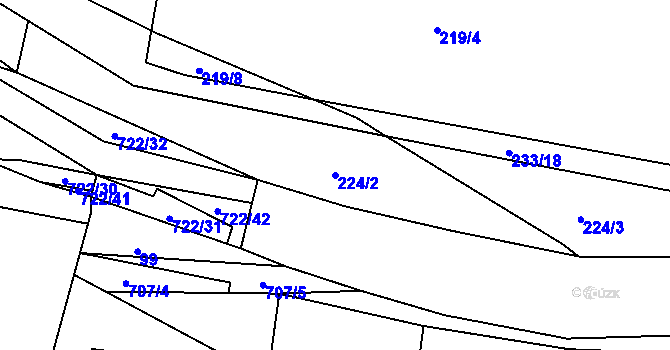Parcela st. 224/2 v KÚ Kunice, Katastrální mapa
