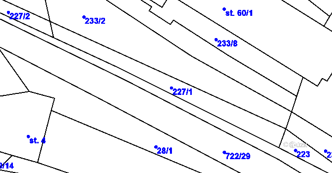 Parcela st. 227 v KÚ Kunice, Katastrální mapa