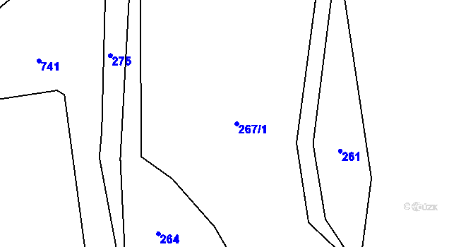 Parcela st. 267/1 v KÚ Kunice, Katastrální mapa