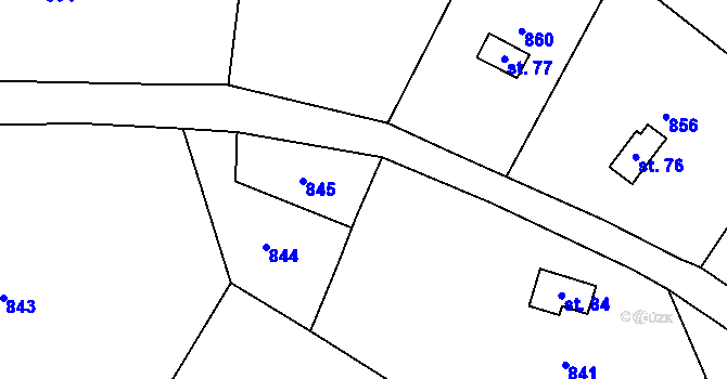 Parcela st. 455/14 v KÚ Kunice, Katastrální mapa