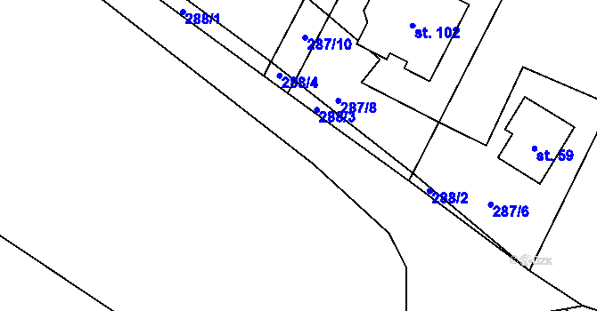 Parcela st. 665/2 v KÚ Kunice, Katastrální mapa