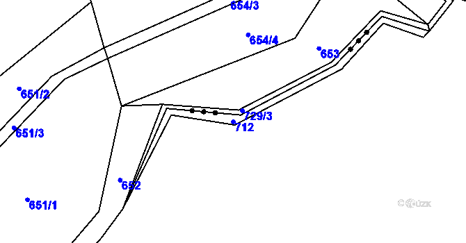 Parcela st. 712 v KÚ Kunice, Katastrální mapa