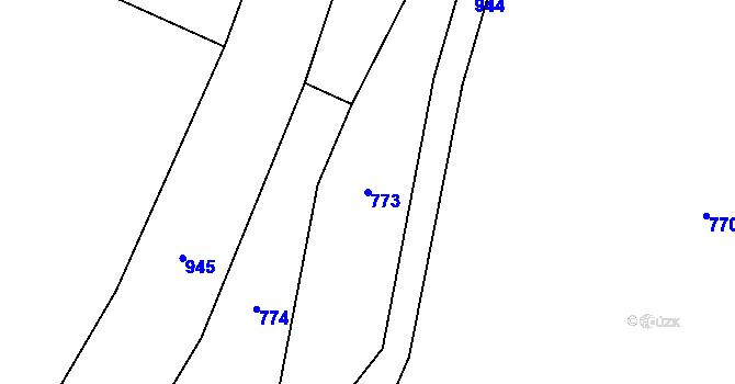 Parcela st. 773 v KÚ Kunice, Katastrální mapa
