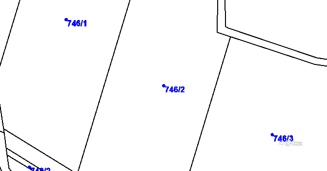 Parcela st. 746/2 v KÚ Kunice, Katastrální mapa