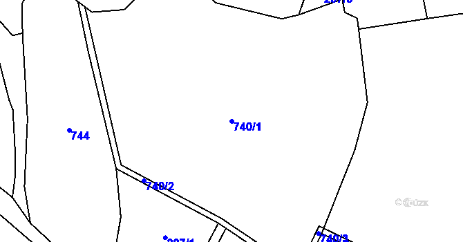 Parcela st. 740/1 v KÚ Kunice, Katastrální mapa