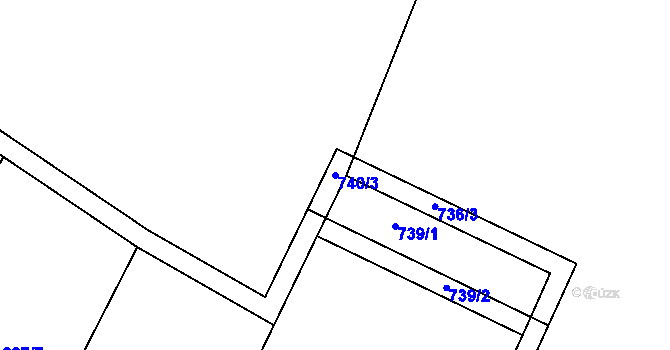 Parcela st. 740/3 v KÚ Kunice, Katastrální mapa