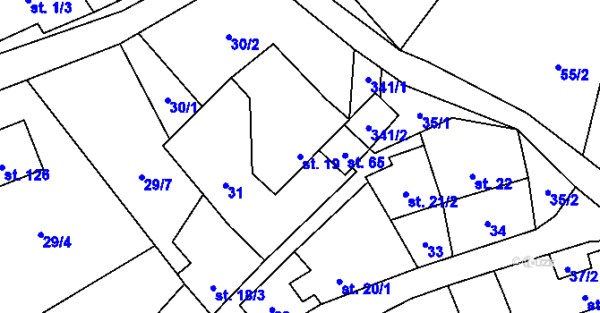 Parcela st. 19 v KÚ Kuničky, Katastrální mapa