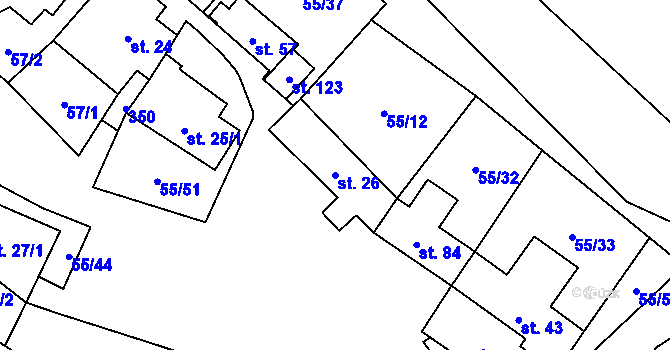 Parcela st. 26 v KÚ Kuničky, Katastrální mapa