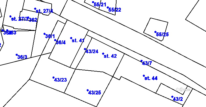 Parcela st. 42 v KÚ Kuničky, Katastrální mapa