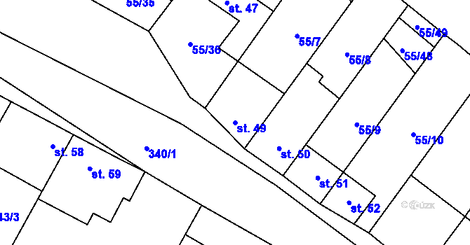 Parcela st. 49 v KÚ Kuničky, Katastrální mapa