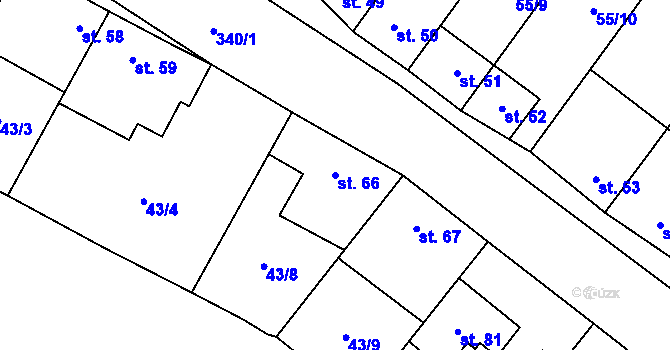 Parcela st. 66 v KÚ Kuničky, Katastrální mapa