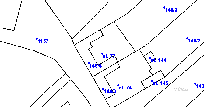 Parcela st. 77 v KÚ Kuničky, Katastrální mapa