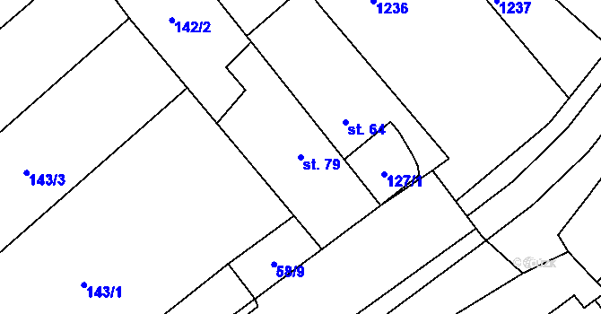 Parcela st. 79 v KÚ Kuničky, Katastrální mapa