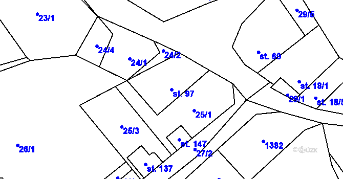 Parcela st. 97 v KÚ Kuničky, Katastrální mapa