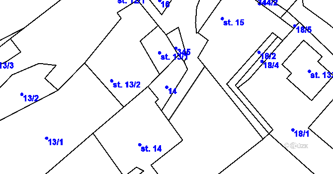 Parcela st. 14 v KÚ Kuničky, Katastrální mapa