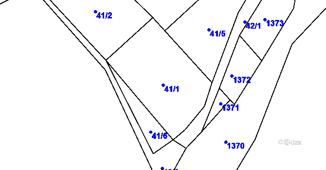 Parcela st. 41/1 v KÚ Kuničky, Katastrální mapa