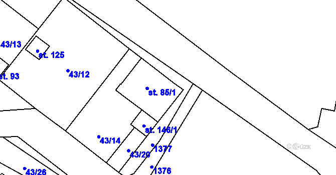 Parcela st. 85/2 v KÚ Kuničky, Katastrální mapa