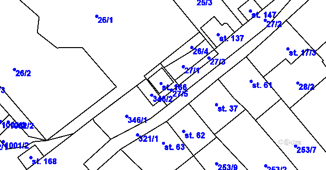 Parcela st. 27/4 v KÚ Kuničky, Katastrální mapa