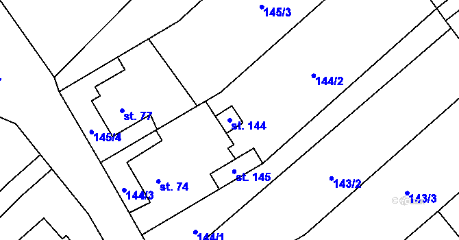 Parcela st. 144 v KÚ Kuničky, Katastrální mapa