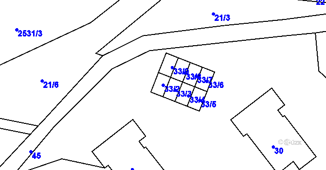 Parcela st. 33/2 v KÚ Kunín, Katastrální mapa