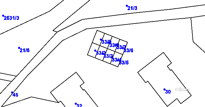 Parcela st. 33/3 v KÚ Kunín, Katastrální mapa