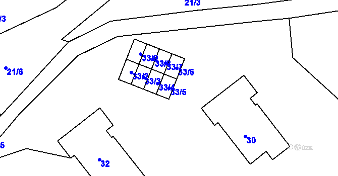 Parcela st. 33/5 v KÚ Kunín, Katastrální mapa