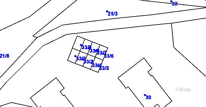 Parcela st. 33/6 v KÚ Kunín, Katastrální mapa