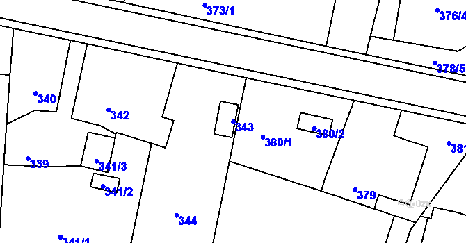 Parcela st. 343 v KÚ Kunín, Katastrální mapa