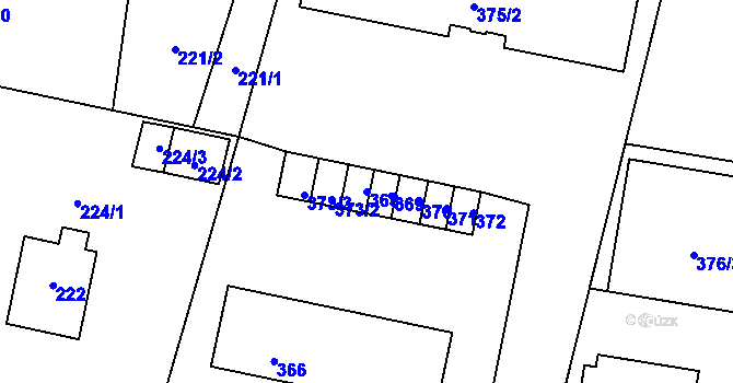 Parcela st. 368 v KÚ Kunín, Katastrální mapa