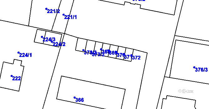 Parcela st. 369 v KÚ Kunín, Katastrální mapa