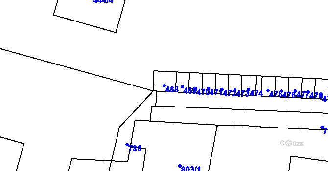 Parcela st. 468 v KÚ Kunín, Katastrální mapa