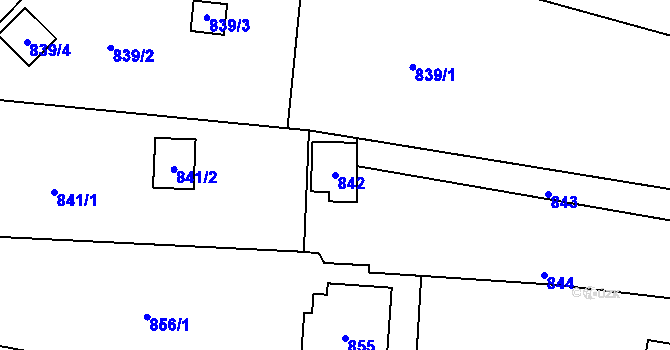 Parcela st. 842 v KÚ Kunín, Katastrální mapa