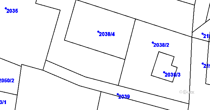 Parcela st. 2037 v KÚ Kunín, Katastrální mapa