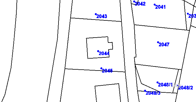 Parcela st. 2044 v KÚ Kunín, Katastrální mapa