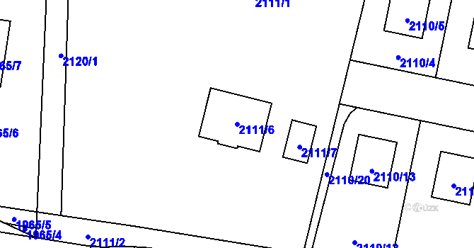 Parcela st. 2111/6 v KÚ Kunín, Katastrální mapa