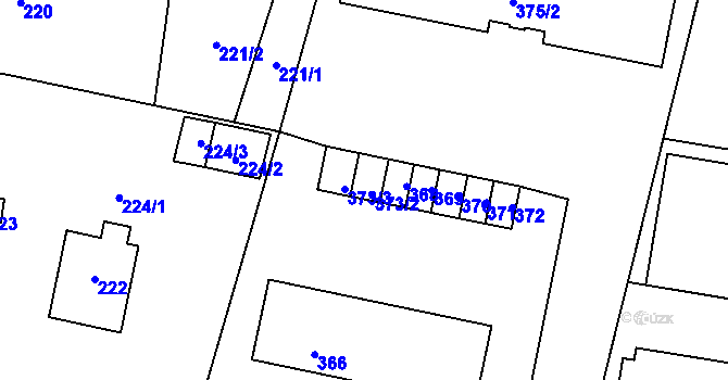 Parcela st. 373/2 v KÚ Kunín, Katastrální mapa