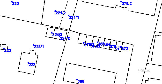 Parcela st. 373/3 v KÚ Kunín, Katastrální mapa