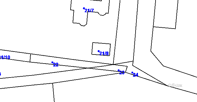 Parcela st. 21/8 v KÚ Kunín, Katastrální mapa