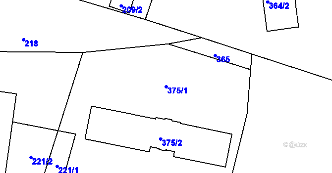 Parcela st. 375/1 v KÚ Kunín, Katastrální mapa