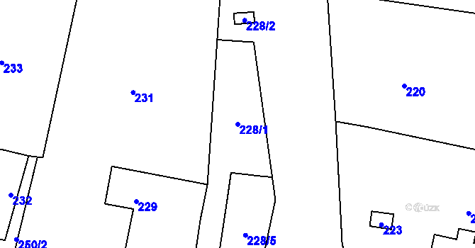 Parcela st. 228/1 v KÚ Kunín, Katastrální mapa